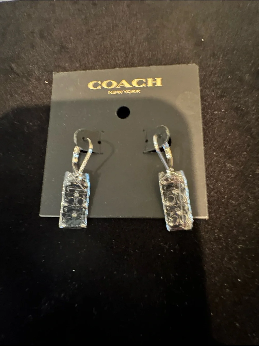 Coach Silver Hangtag Logo earrings - Picture 2 of 3